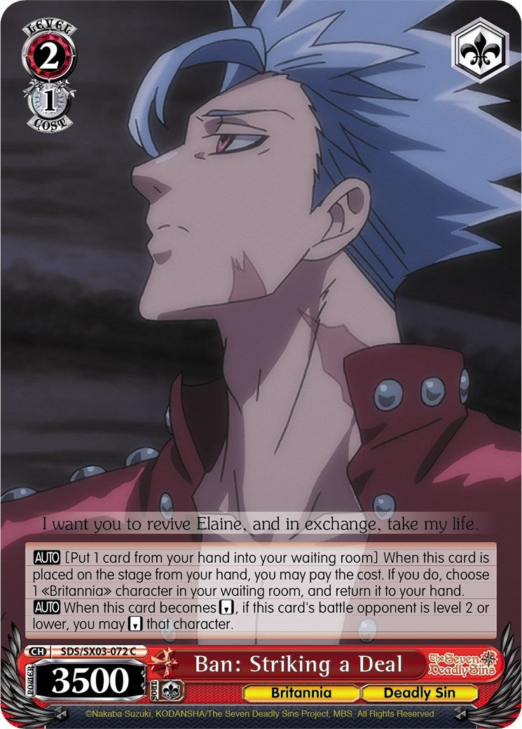 Image for Ban: Striking a Deal (The Seven Deadly Sins) (SDS/SX03-072 C) - Weiss Schwarz
