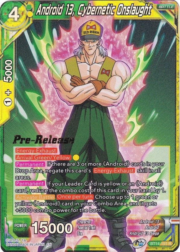 Image for Android 13, Cybernetic Onslaught (Cross Spirits Pre-Release Cards) (BT14-151) - Dragon Ball Super: Masters