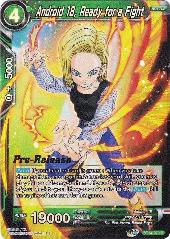 Image for Android 18, Ready for a Fight (Cross Spirits Pre-Release Cards) (BT14-070) - Dragon Ball Super: Masters