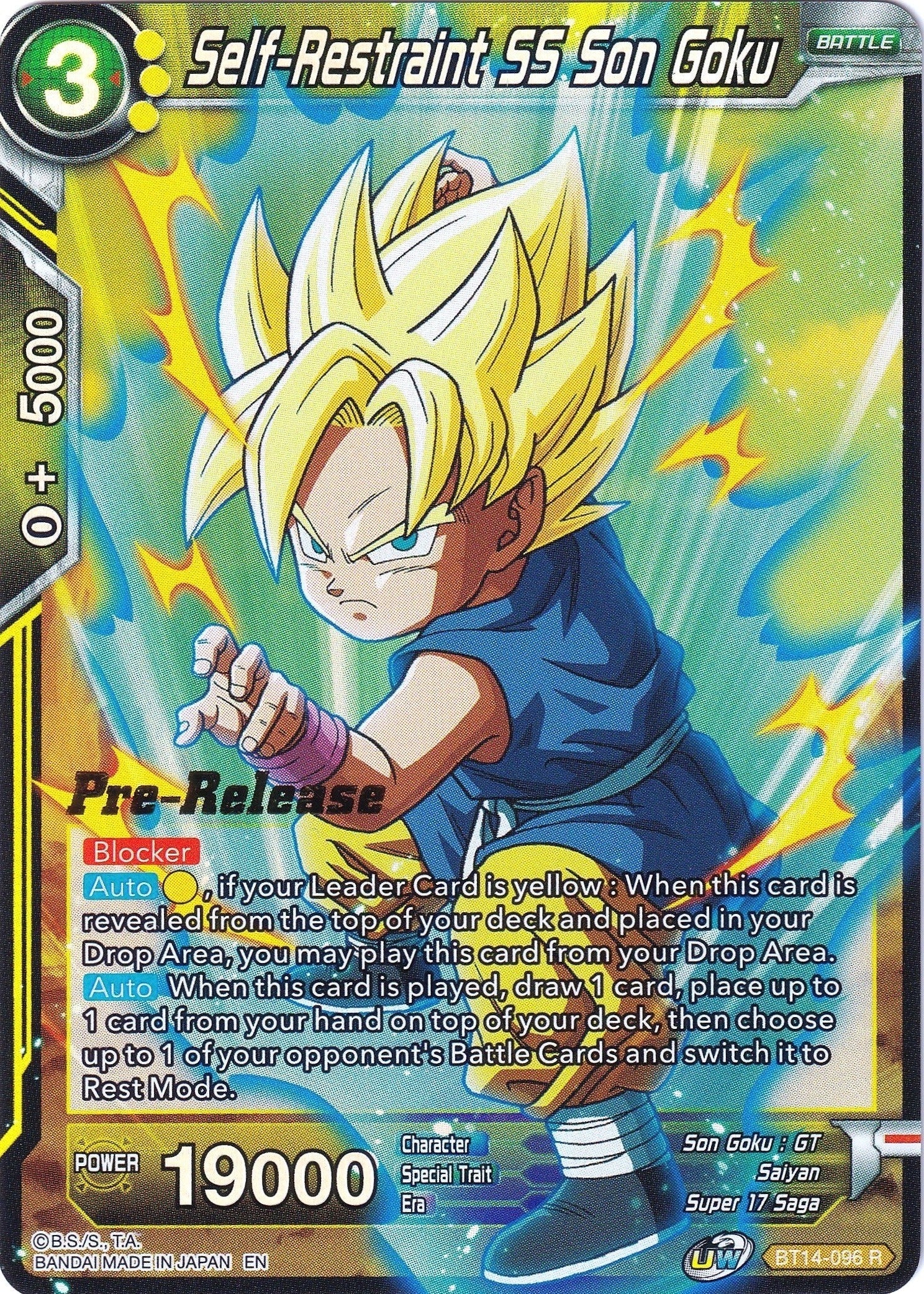 Image for Self-Restraint SS Son Goku (Cross Spirits Pre-Release Cards) (BT14-096) - Dragon Ball Super: Masters