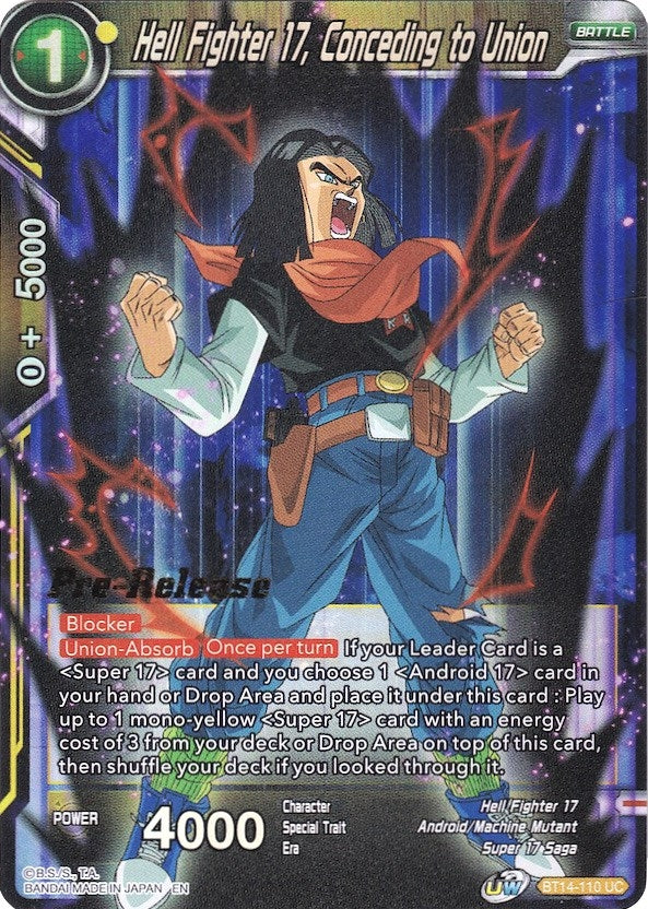 Image for Hell Fighter 17, Conceding to Union (Cross Spirits Pre-Release Cards) (BT14-110) - Dragon Ball Super: Masters