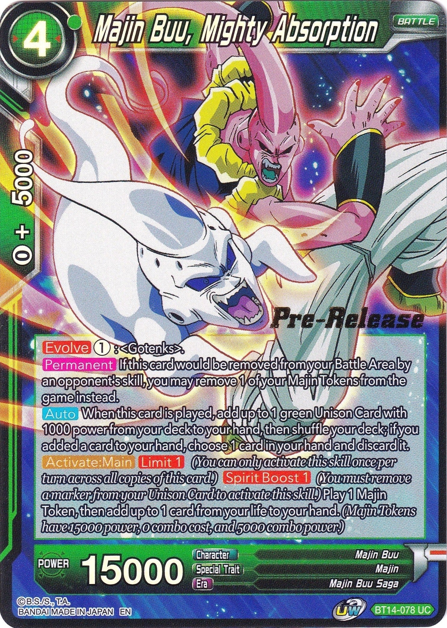 Image for Majin Buu, Mighty Absorption (Cross Spirits Pre-Release Cards) (BT14-078) - Dragon Ball Super: Masters