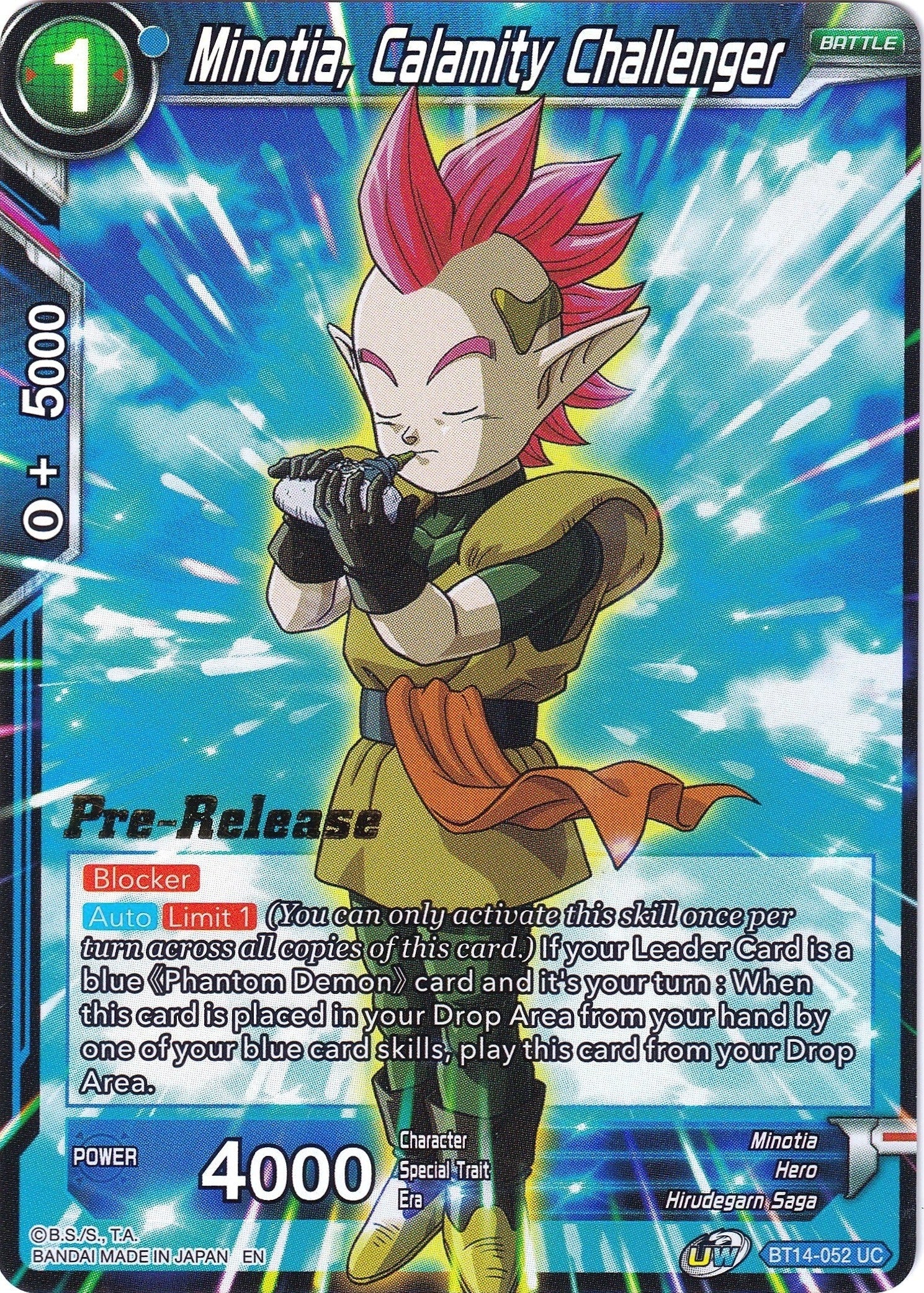 Image for Minotia, Calamity Challenger (Cross Spirits Pre-Release Cards) (BT14-052) - Dragon Ball Super: Masters