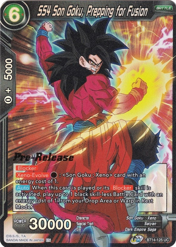 Image for SS4 Son Goku, Prepping for Fusion (Cross Spirits Pre-Release Cards) (BT14-125) - Dragon Ball Super: Masters
