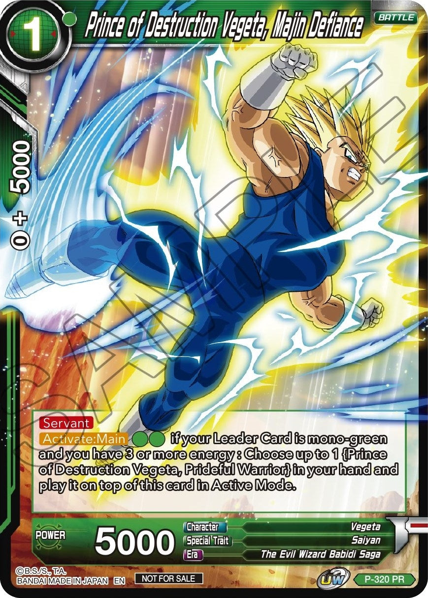 Image for Prince of Destruction Vegeta, Majin Defiance (Tournament Promotion Cards) (P-320) - Dragon Ball Super: Masters