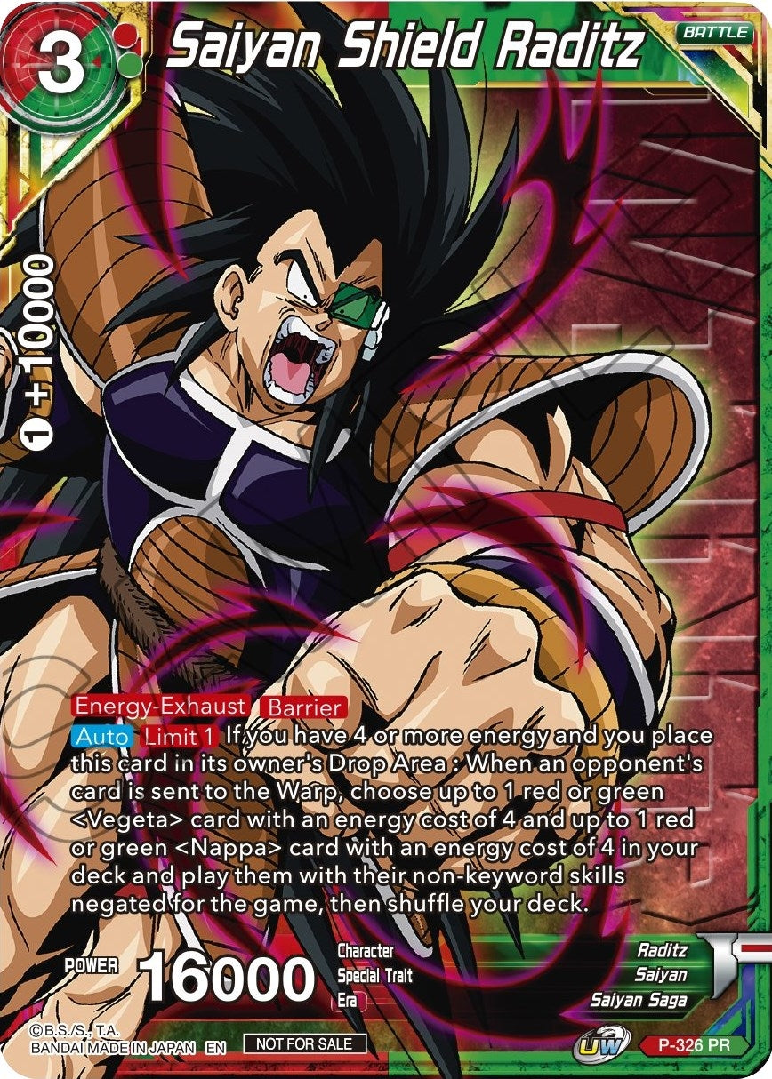 Image for Saiyan Shield Raditz (Winner Stamped) (Tournament Promotion Cards) (P-326) - Dragon Ball Super: Masters