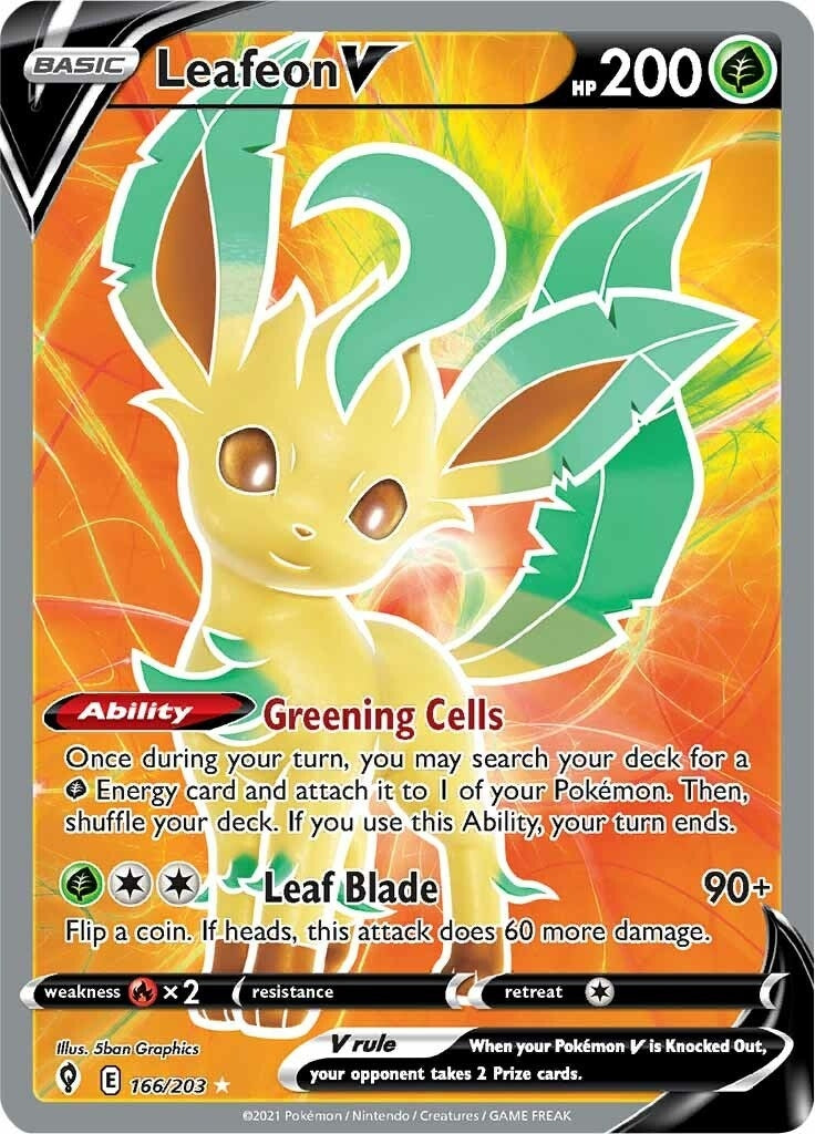 Image for Leafeon V (Full Art) (SWSH07: Evolving Skies) (166/203) - Pokemon
