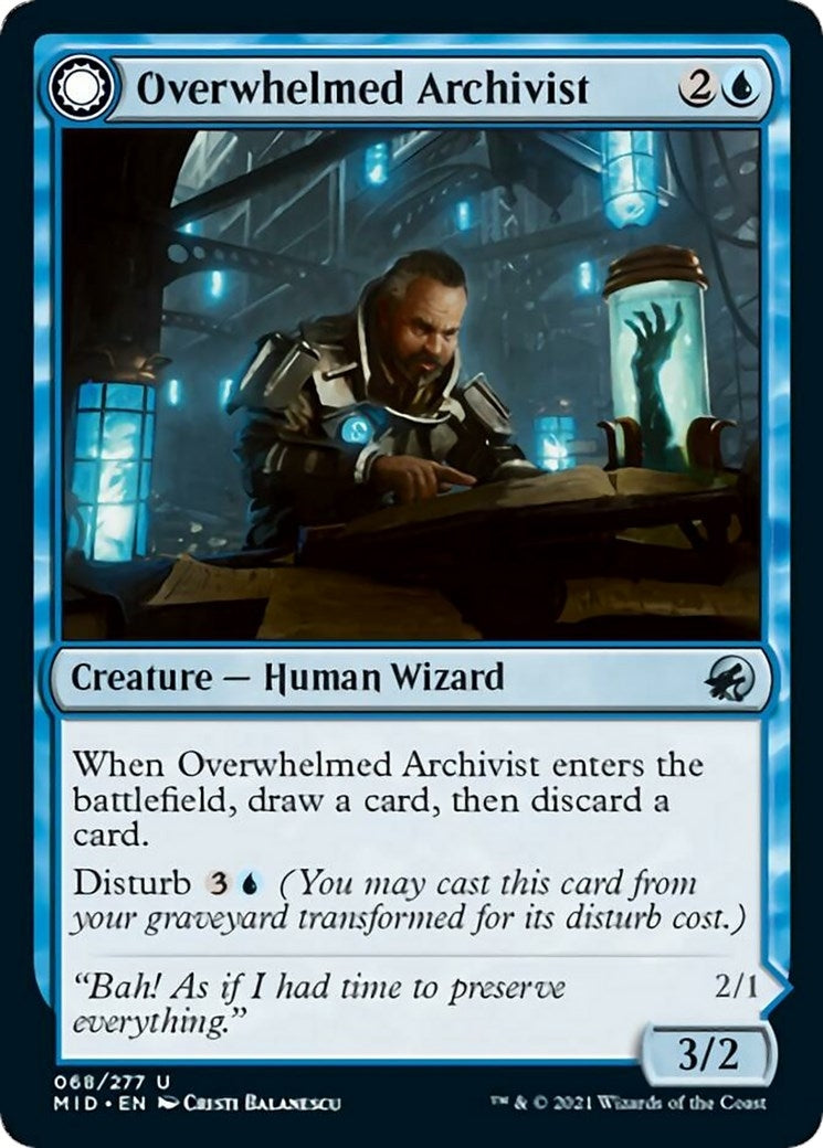 Image for Overwhelmed Archivist (Innistrad: Midnight Hunt) (68) - Magic: The Gathering