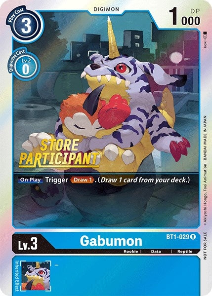 Image for Gabumon - BT1-029 (Store Participant) (BT01-03A) (BT1-029 R) - Digimon Card Game