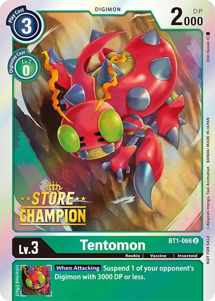 Image for Tentomon - BT1-066 (Store Champion) (BT01-03A) (BT1-066 U) - Digimon Card Game
