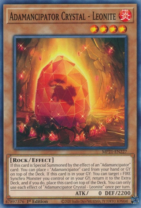 Image for Adamancipator Crystal - Leonite (2021 Tin of Ancient Battles) (MP21-EN227) - YuGiOh