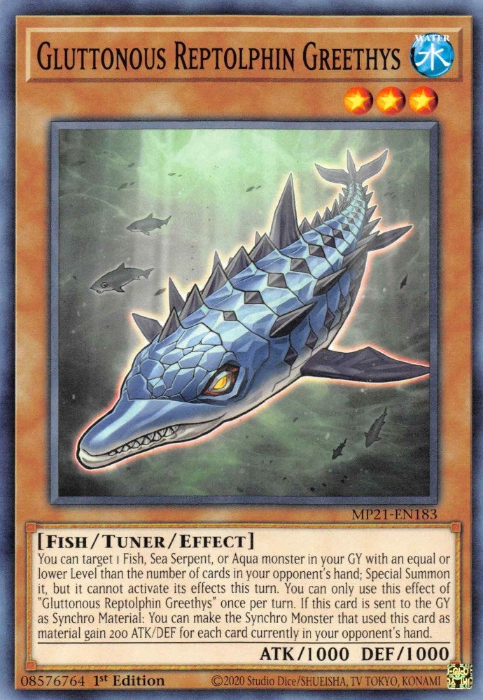 Image for Gluttonous Reptolphin Greethys (2021 Tin of Ancient Battles) (MP21-EN183) - YuGiOh