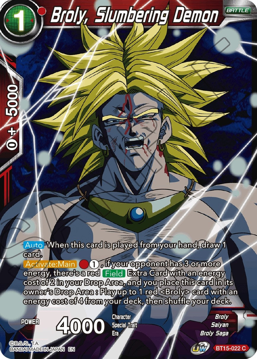 Image for Broly, Slumbering Demon (Saiyan Showdown) (BT15-022) - Dragon Ball Super: Masters