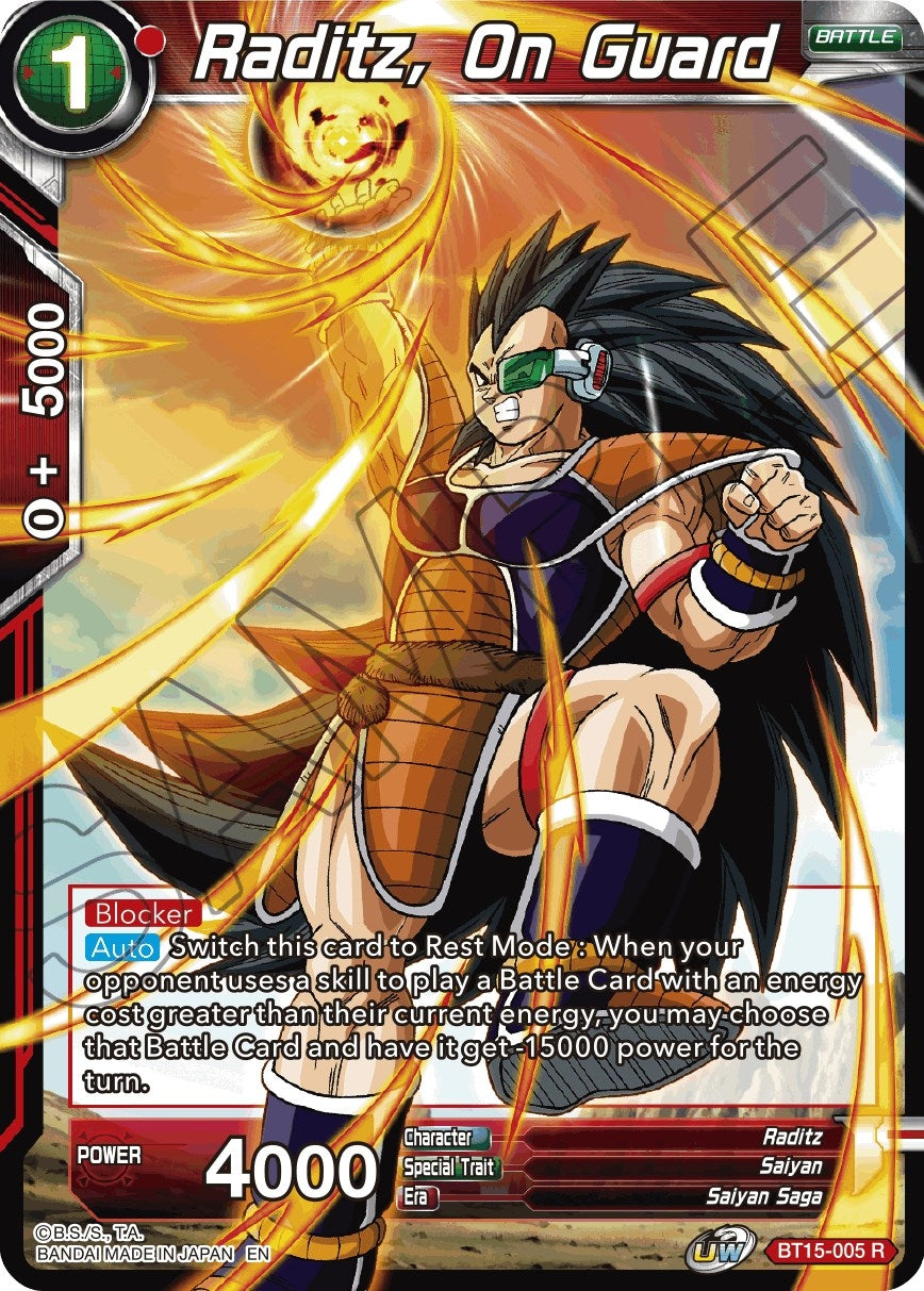 Image for Raditz, On Guard (Saiyan Showdown) (BT15-005) - Dragon Ball Super: Masters