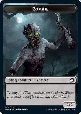 Image for Zombie (005) // Vampire Double-Sided Token (Innistrad: Midnight Hunt) (5 // 14) - Magic: The Gathering