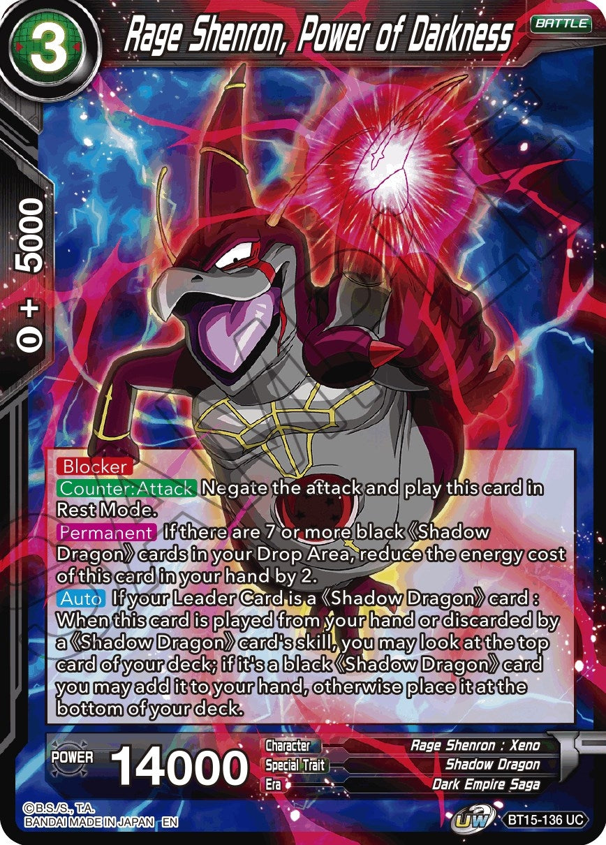 Image for Rage Shenron, Power of Darkness (Saiyan Showdown) (BT15-136) - Dragon Ball Super: Masters