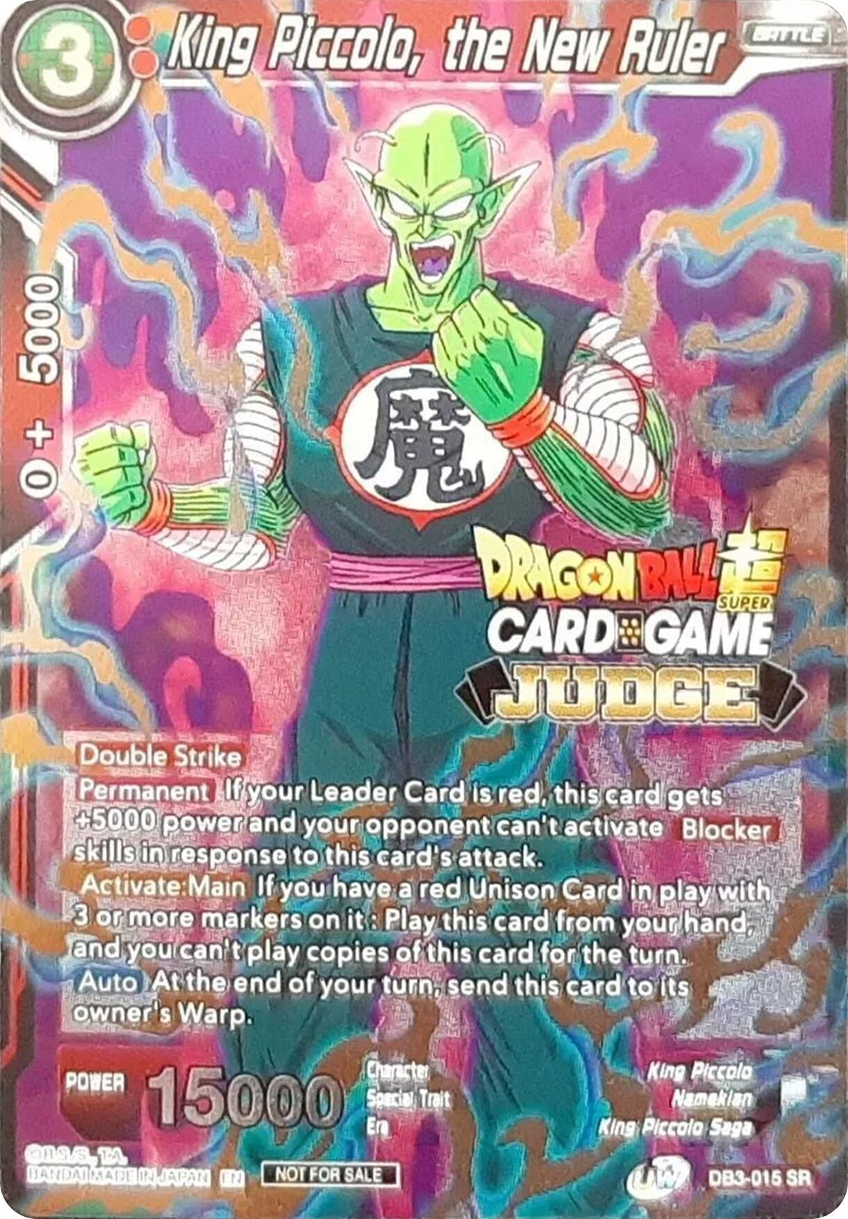 Image for King Piccolo, the New Ruler (Judge Promotion Cards) (DB3-015) - Dragon Ball Super: Masters