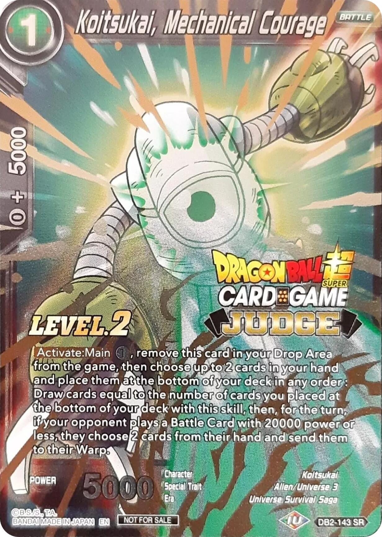 Image for Koitsukai, Mechanical Courage (Level 2) (Judge Promotion Cards) (DB2-143) - Dragon Ball Super: Masters