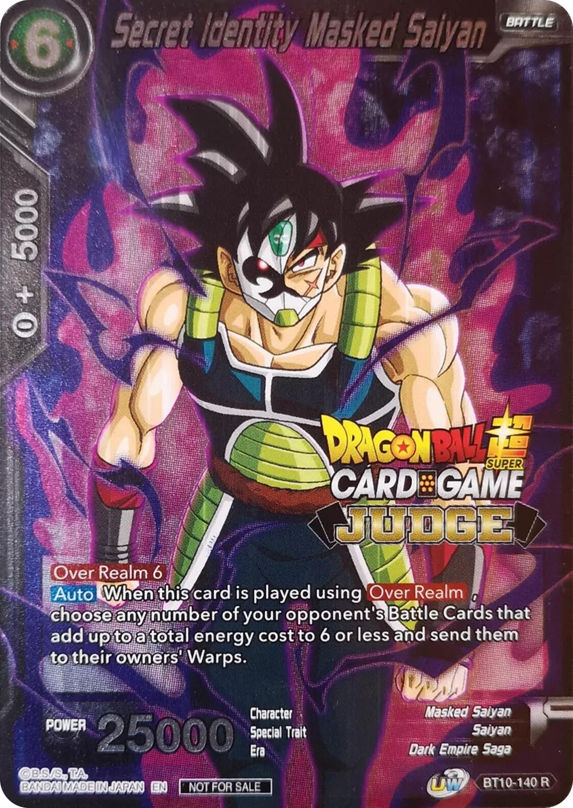 Image for Secret Identity Masked Saiyan (Judge Promotion Cards) (BT10-140) - Dragon Ball Super: Masters