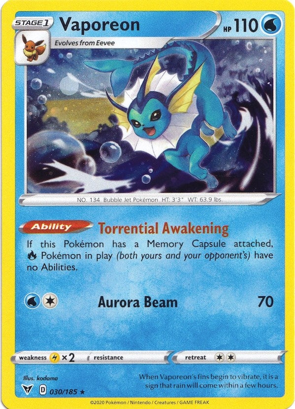 Image for Vaporeon - 030/185 (Cosmos Holo) (Miscellaneous Cards & Products) (030/185) - Pokemon