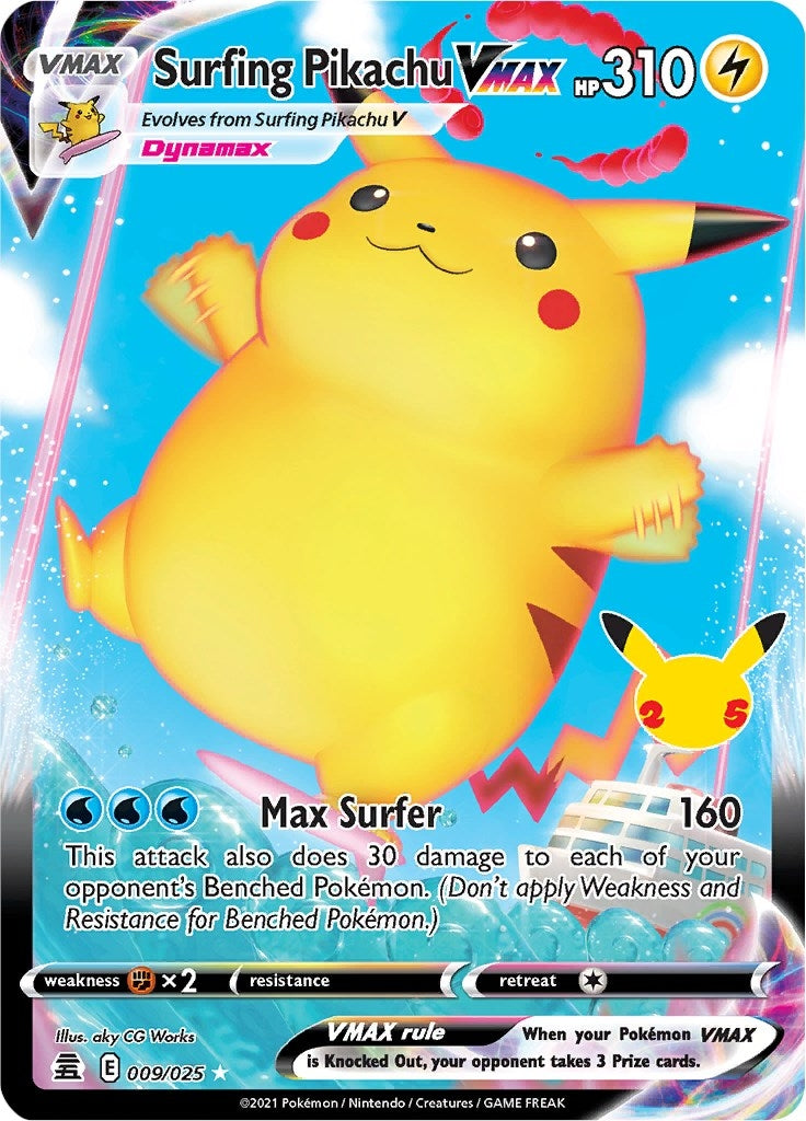Image for Surfing Pikachu VMAX (Celebrations) (009/025) - Pokemon