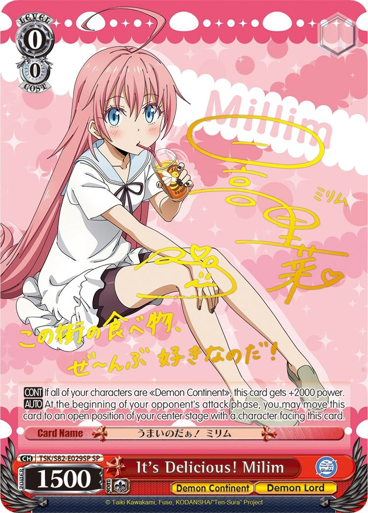 Image for It's Delicious! Milim (SP) (That Time I Got Reincarnated as a Slime Vol.2) (TSK/S82-E029SP SP) - Weiss Schwarz