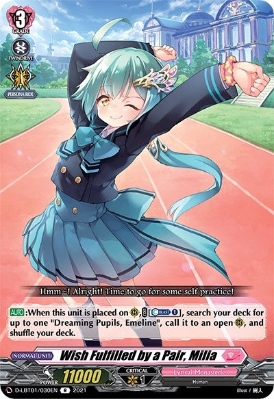 Image for Wish Fulfilled by a Pair, Milia (D-LBT01: Lyrical Melody) (D-LBT01/030EN) - Cardfight Vanguard