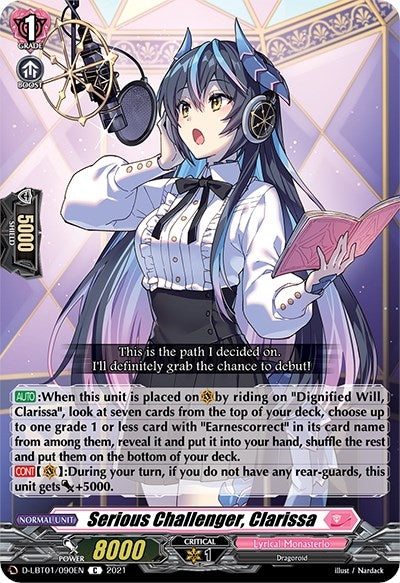 Image for Serious Challenger, Clarissa (D-LBT01: Lyrical Melody) (D-LBT01/090EN) - Cardfight Vanguard