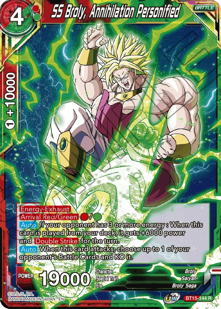Image for SS Broly, Annihilation Personified (Saiyan Showdown) (BT15-144) - Dragon Ball Super: Masters