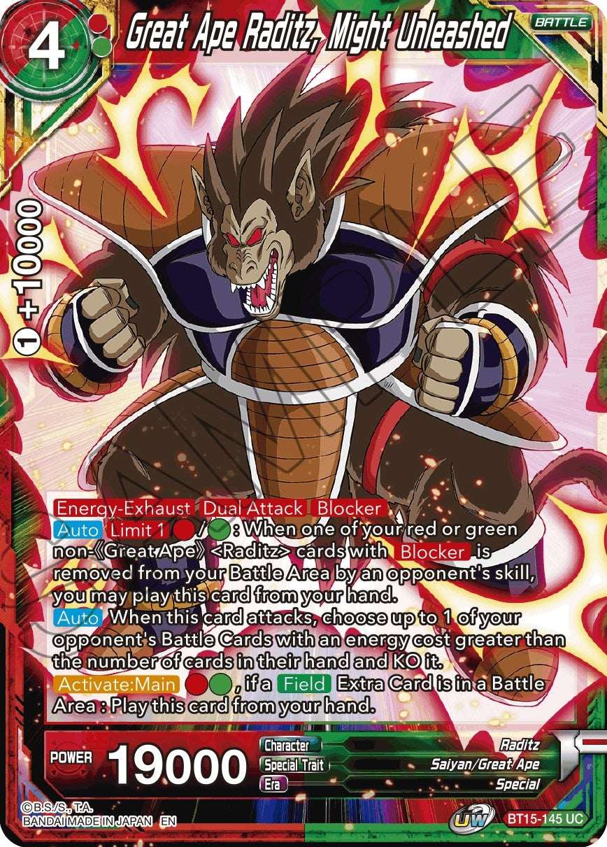 Image for Great Ape Raditz, Might Unleashed (Saiyan Showdown) (BT15-145) - Dragon Ball Super: Masters