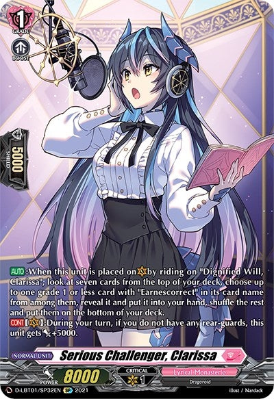 Image for Serious Challenger, Clarissa (SP) (D-LBT01: Lyrical Melody) (D-LBT01/SP32EN) - Cardfight Vanguard