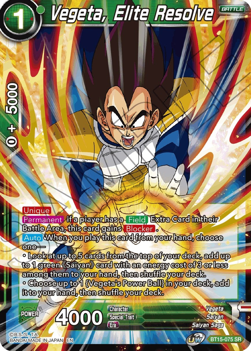 Image for Vegeta, Elite Resolve (Saiyan Showdown) (BT15-075) - Dragon Ball Super: Masters