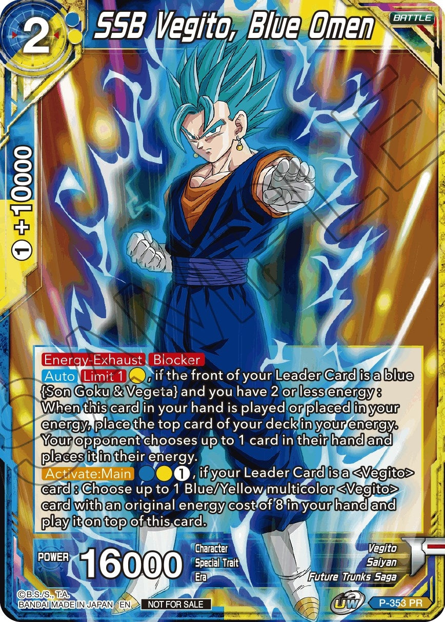 Image for SSB Vegito, Blue Omen (Tournament Promotion Cards) (P-353) - Dragon Ball Super: Masters