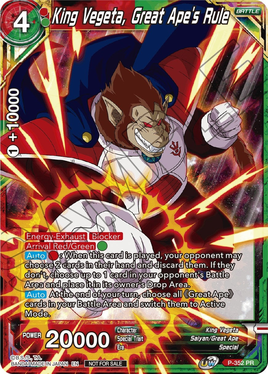 Image for King Vegeta, Great Ape's Rule (Tournament Promotion Cards) (P-352) - Dragon Ball Super: Masters