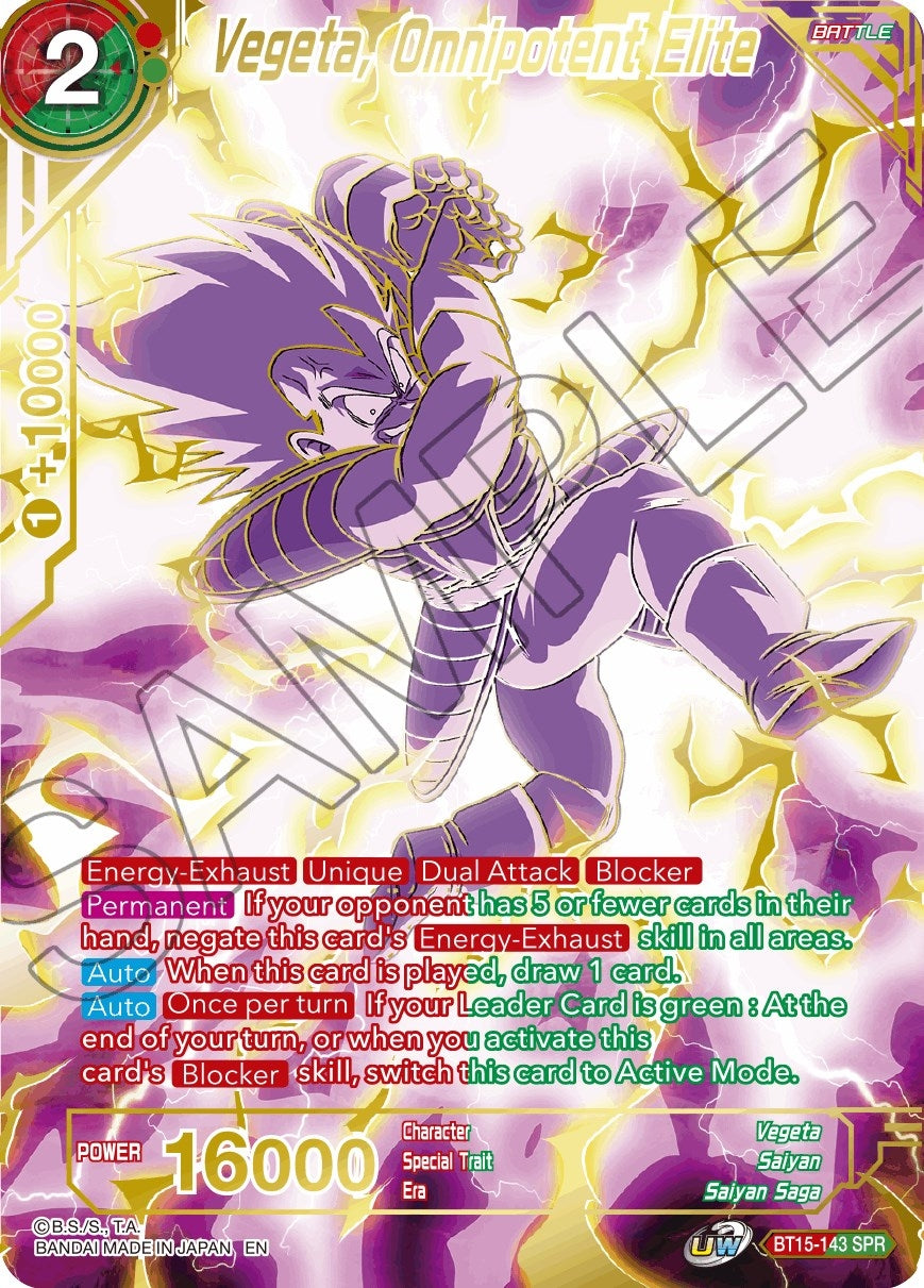 Image for Vegeta, Omnipotent Elite (SPR) (Saiyan Showdown) (BT15-143) - Dragon Ball Super: Masters