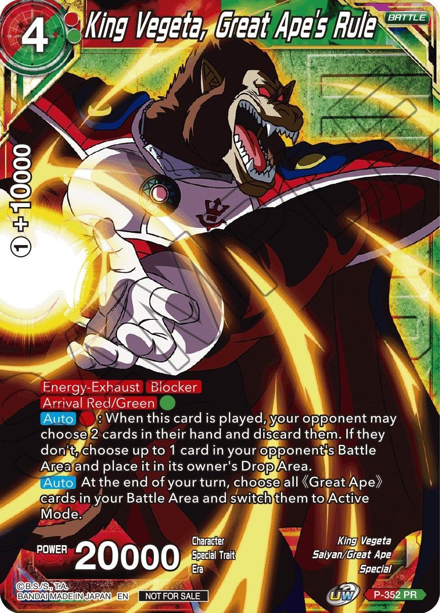 Image for King Vegeta, Great Ape's Rule (Winner Stamped) (Tournament Promotion Cards) (P-352) - Dragon Ball Super: Masters