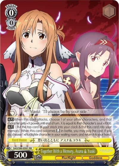 Image for Together With a Memory, Asuna & Yuuki (Sword Art Online -Alicization- Vol.2) (SAO/S80-E001 RR) - Weiss Schwarz