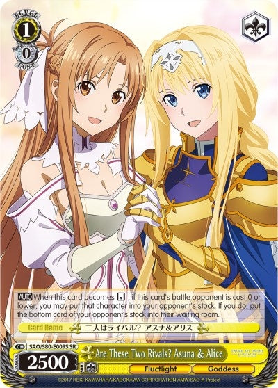 Image for Are These Two Rivals? Asuna & Alice (SR) (Sword Art Online -Alicization- Vol.2) (SAO/S80-E009S SR) - Weiss Schwarz