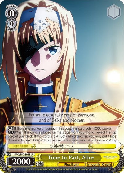 Image for Time to Part, Alice (Sword Art Online -Alicization- Vol.2) (SAO/S80-E013 U) - Weiss Schwarz