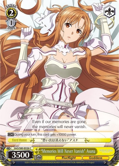 Image for "Memories Will Never Vanish" Asuna (Sword Art Online -Alicization- Vol.2) (SAO/S80-E026 C) - Weiss Schwarz