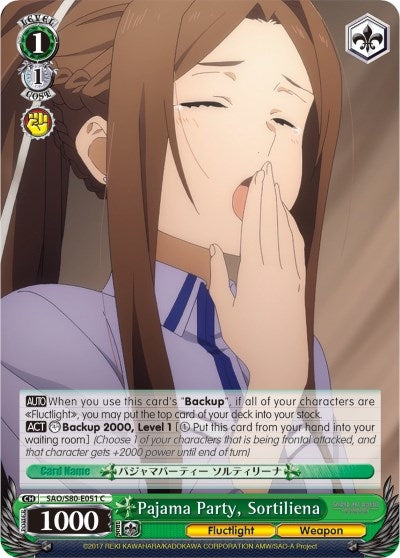 Image for Pajama Party, Sortiliena (Sword Art Online -Alicization- Vol.2) (SAO/S80-E051 C) - Weiss Schwarz