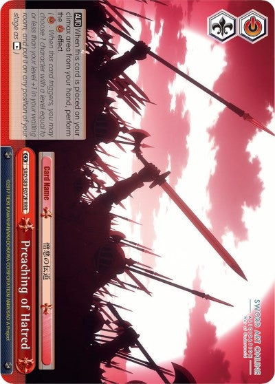 Image for Preaching of Hatred (RRR) (Sword Art Online -Alicization- Vol.2) (SAO/S80-E072R RRR) - Weiss Schwarz