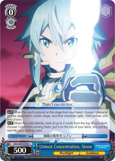 Image for Utmost Concentration, Sinon (Sword Art Online -Alicization- Vol.2) (SAO/S80-E090 C) - Weiss Schwarz