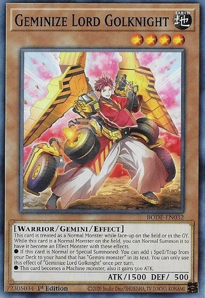Image for Geminize Lord Golknight (Burst of Destiny) (BODE-EN032) - YuGiOh