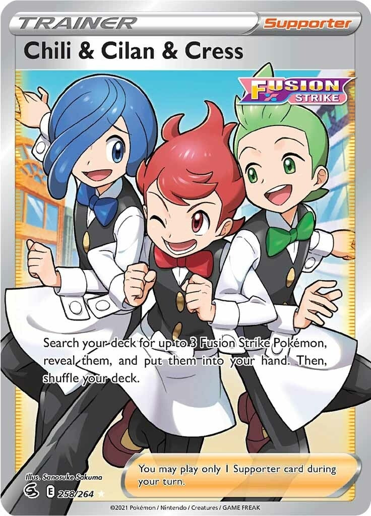 Image for Chili & Cilan & Cress (Full Art) (SWSH08: Fusion Strike) (258/264) - Pokemon