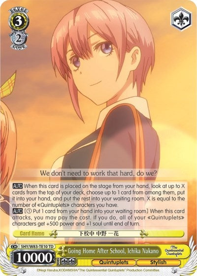 Image for Going Home After School, Ichika Nakano (The Quintessential Quintuplets) (5HY/W83-TE10 TD) - Weiss Schwarz