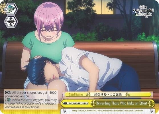 Image for Rewarding Those Who Make an Effort (RRR) (The Quintessential Quintuplets) (5HY/W83-TE12R RRR) - Weiss Schwarz