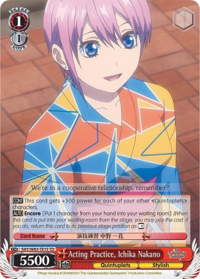 Image for Acting Practice, Ichika Nakano (The Quintessential Quintuplets) (5HY/W83-TE15 TD) - Weiss Schwarz