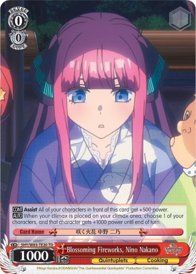 Image for Blossoming Fireworks, Nino Nakano (The Quintessential Quintuplets) (5HY/W83-TE20 TD) - Weiss Schwarz