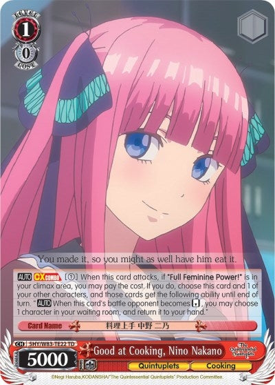 Image for Good at Cooking, Nino Nakano (The Quintessential Quintuplets) (5HY/W83-TE22 TD) - Weiss Schwarz